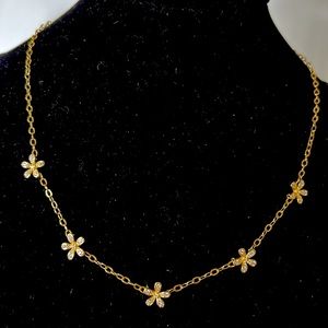 Delicate Gold Pave Flower Choker